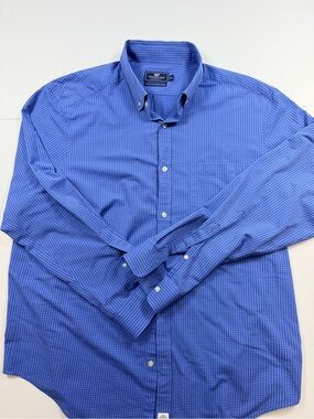 Vineyard Vines Men's Royal Blue Micro-Check Button-Down Shirt